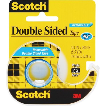 SCOTCH Removable Double Sided Tape, 0.75" x 200", PK6 238
